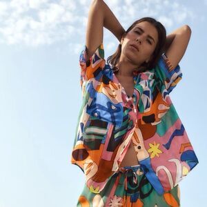 ZARA Top Flowy Printed Blouse Size XS-S & M-L BLOGGER FAVORITE • NEW WITH TAGS